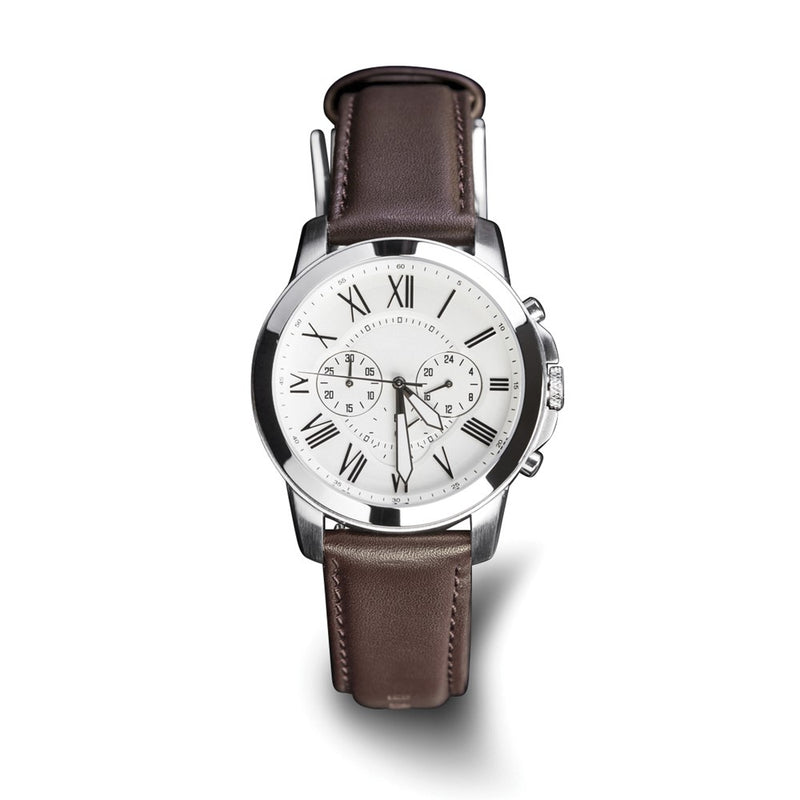DeBeer 22mm Dark Brown Glove Leather with Silver-tone Panerai Style Buckle 7.75 inch Watch Band