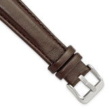 19mm Dark Brown Glove Leather Silver-tone Buckle Watch Band