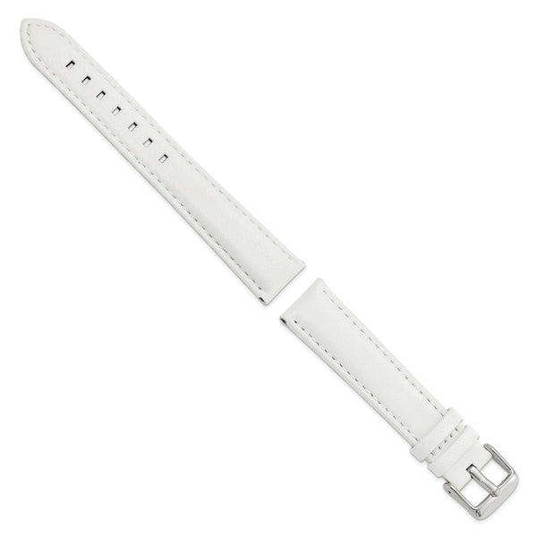 DeBeer 18mm White Glove Leather with Silver-tone Panerai Style Buckle 7.75 inch Watch Band