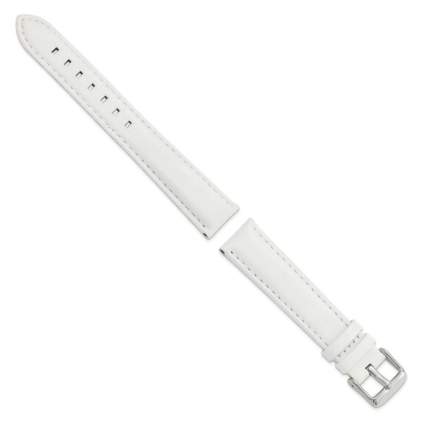 18mm White Glove Leather Silver-tone Buckle Watch Band