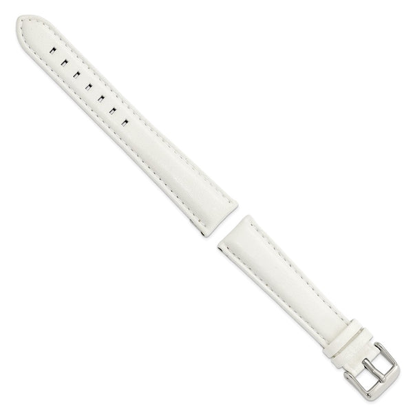 19mm White Glove Leather Silver-tone Buckle Watch Band