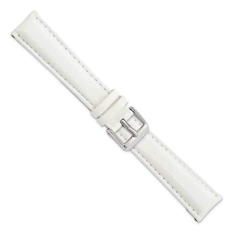 DeBeer 19mm White Glove Leather with Silver-tone Panerai Style Buckle 7.75 inch Watch Band