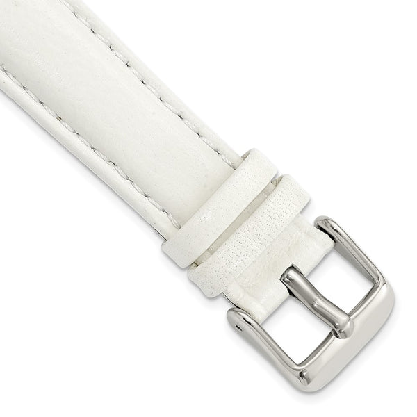 19mm White Glove Leather Silver-tone Buckle Watch Band