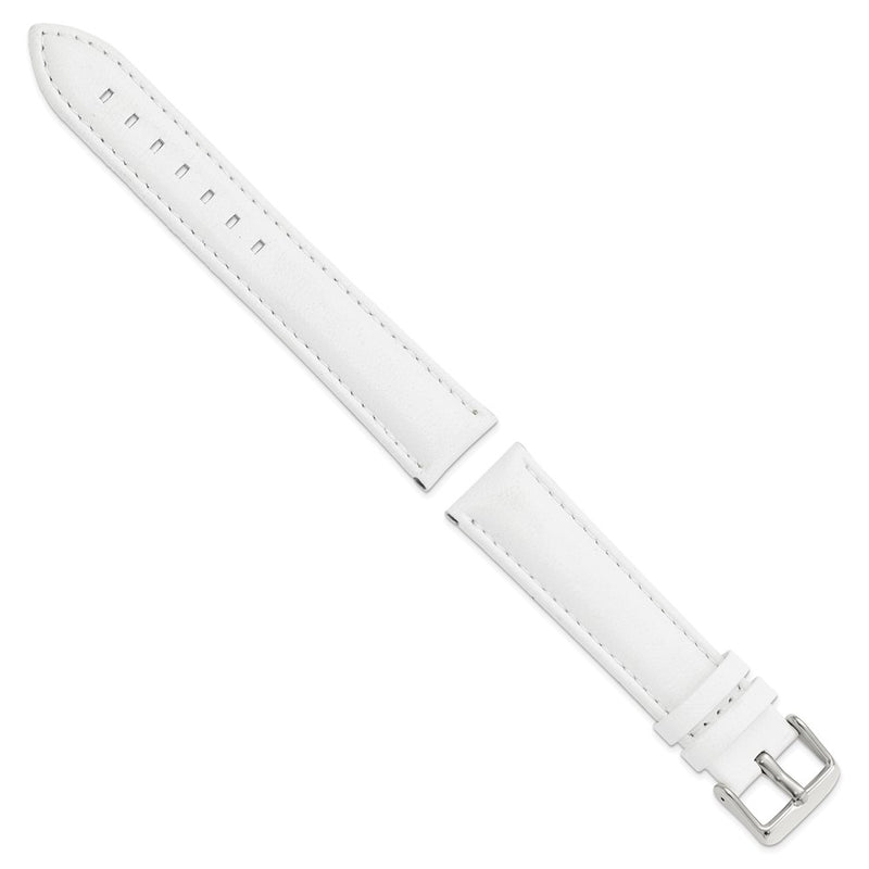 20mm White Glove Leather Silver-tone Buckle Watch Band