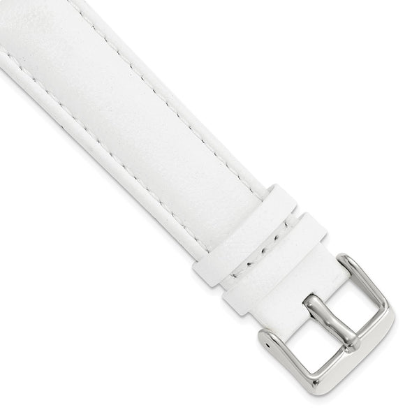 20mm White Glove Leather Silver-tone Buckle Watch Band