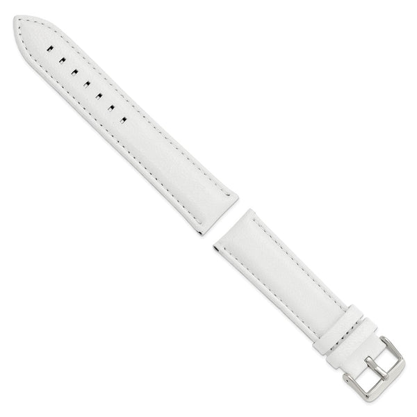 22mm White Glove Leather Silver-tone Buckle Watch Band