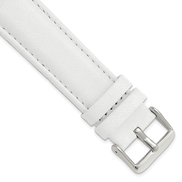 22mm White Glove Leather Silver-tone Buckle Watch Band