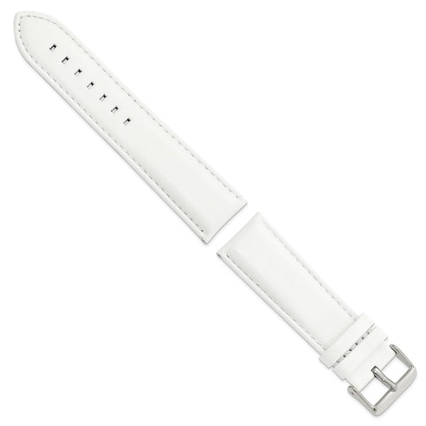 DeBeer 24mm White Glove Leather with Silver-tone Panerai Style Buckle 7.75 inch Watch Band