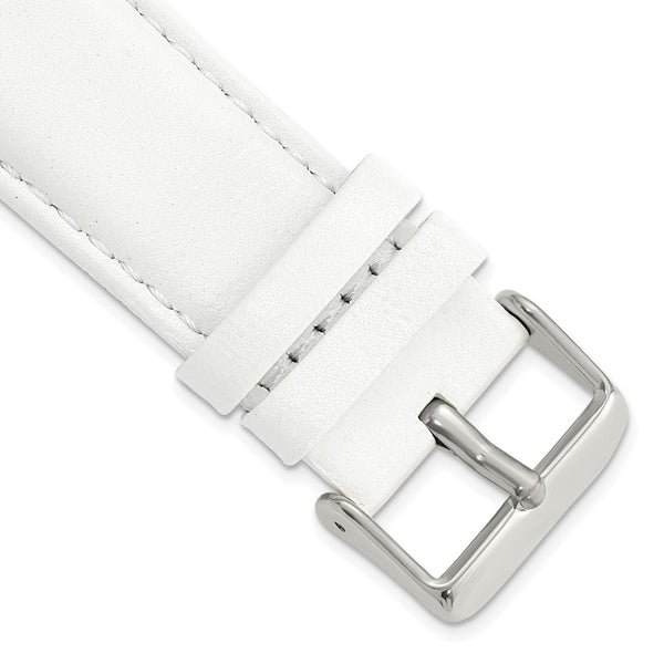 24mm White Glove Leather Silver-tone Buckle Watch Band