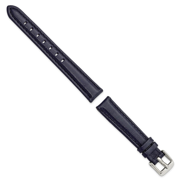 DeBeer 14mm Navy Glove Leather with Silver-tone Panerai Style Buckle 6.75 inch Watch Band