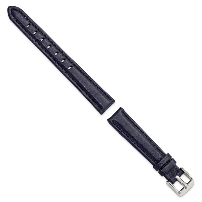 DeBeer 14mm Navy Glove Leather with Silver-tone Panerai Style Buckle 6.75 inch Watch Band