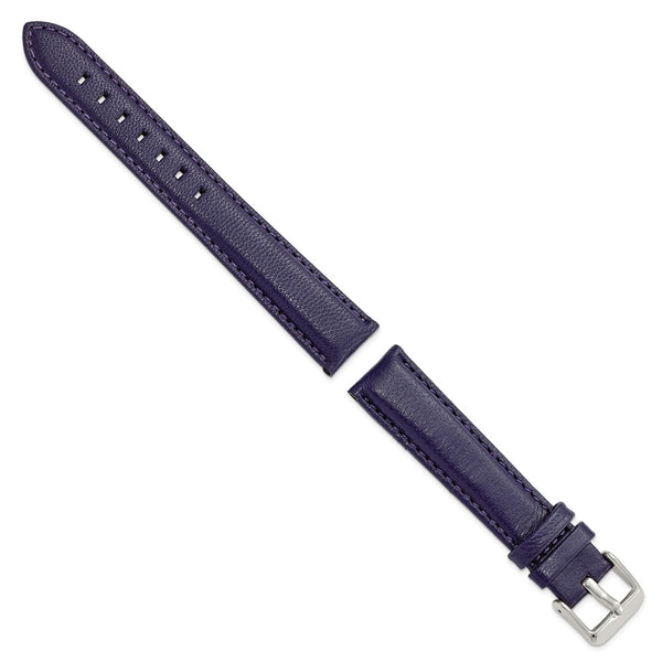 DeBeer 18mm Navy Glove Leather with Silver-tone Panerai Style Buckle 7.75 inch Watch Band
