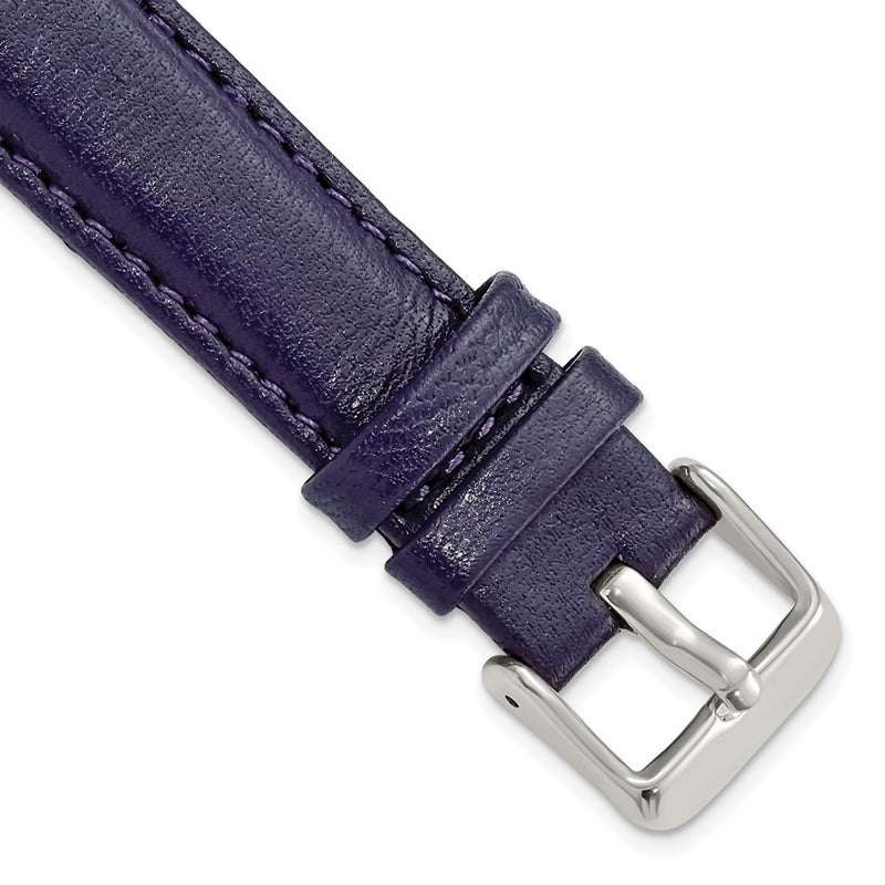 18mm Navy Glove Leather Silver-tone Buckle Watch Band
