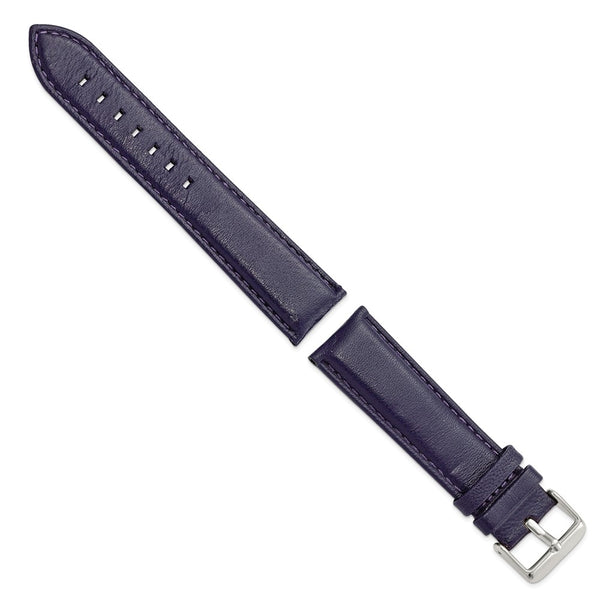 22mm Navy Glove Leather Silver-tone Buckle Watch Band