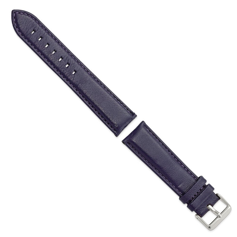 DeBeer 22mm Navy Glove Leather with Silver-tone Panerai Style Buckle 7.75  inch Watch Band