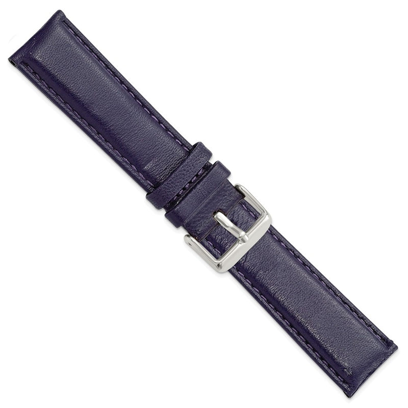 22mm Navy Glove Leather Silver-tone Buckle Watch Band