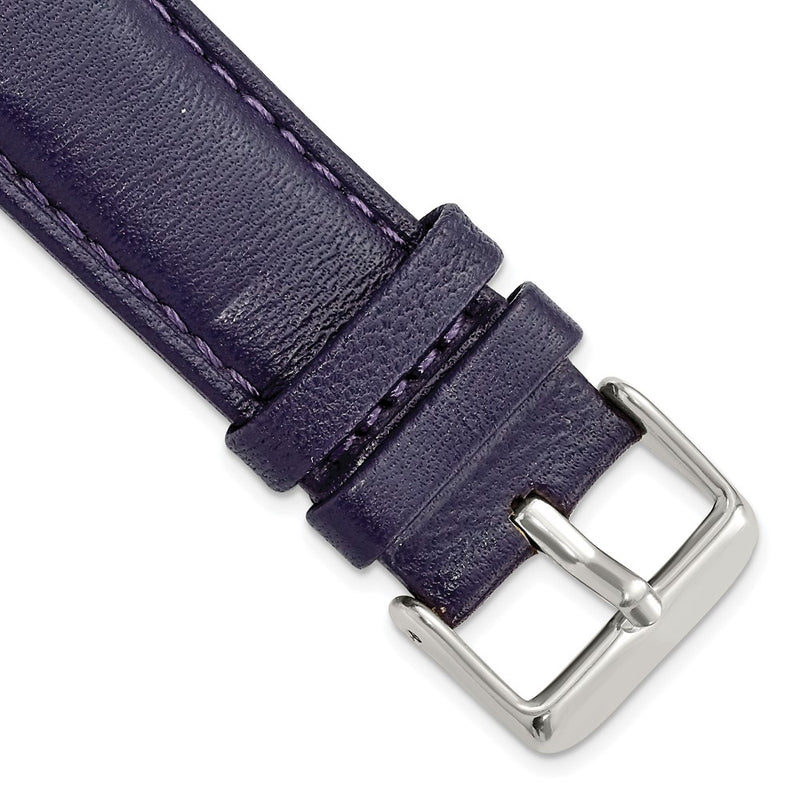 22mm Navy Glove Leather Silver-tone Buckle Watch Band