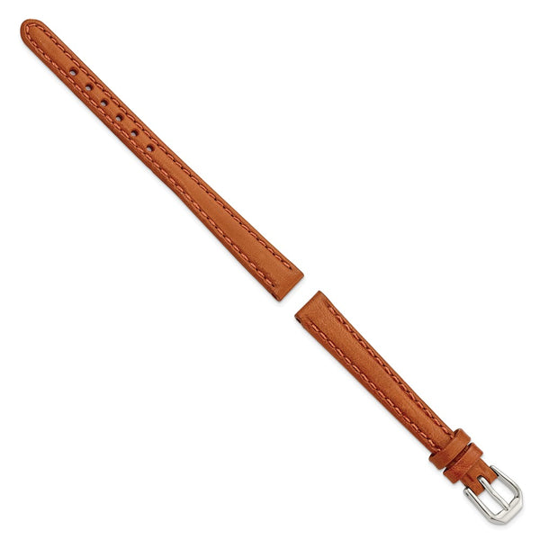 DeBeer 10mm Havana Italian Leather with Silver-tone Buckle 6.75 inch Watch Band