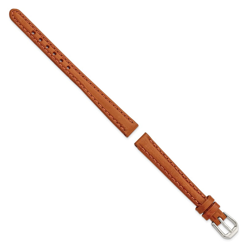 DeBeer 10mm Havana Italian Leather with Silver-tone Buckle 6.75 inch Watch Band