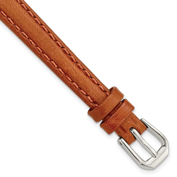 10mm Light Brown/Havana Italian Leather Silver-tone Buckle Watch Band