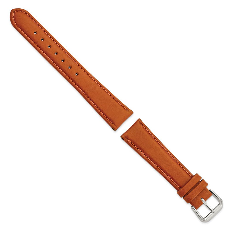 DeBeer 19mm Havana Italian Leather with Silver-tone Buckle 7.5 inch Watch Band