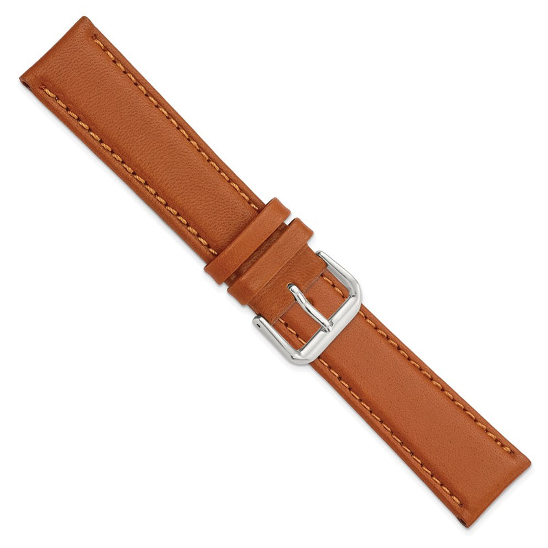 DeBeer 20mm Havana Italian Leather with Silver-tone Buckle 7.5 inch Watch Band