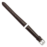 DeBeer 14mm Brown Teju Liz Grain Leather with Silver-tone Buckle 6.75 inch Watch Band