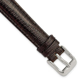 DeBeer 14mm Brown Teju Liz Grain Leather with Silver-tone Buckle 6.75 inch Watch Band