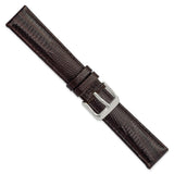 DeBeer 18mm Brown Teju Liz Grain Leather with Silver-tone Buckle 7.5 inch  Watch Band