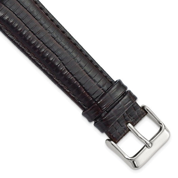 20mm Brown Teju Liz Grain Leather Silver-tone Buckle Watch Band