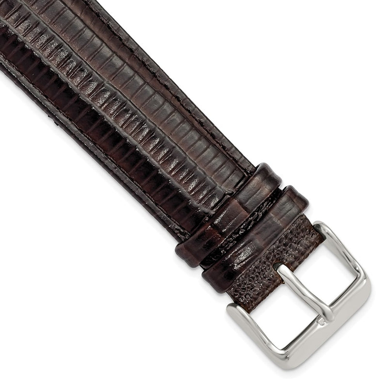 22mm Brown Teju Liz Grain Leather Silver-tone Buckle Watch Band