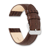 DeBeer 19mm Havana Teju Liz Grain Leather with Silver-tone Buckle 7.5 inch Watch Band