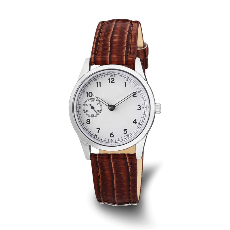 DeBeer 19mm Havana Teju Liz Grain Leather with Silver-tone Buckle 7.5 inch Watch Band