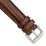 18mm Mahogany Brown Teju Liz Grain Leather Silver-tone Buckle Watch Band