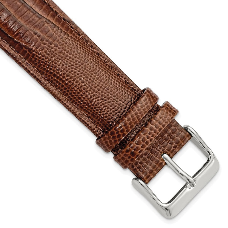 22mm Mahogany Brown Teju Liz Grain Leather Silver-tone Buckle Watch Band