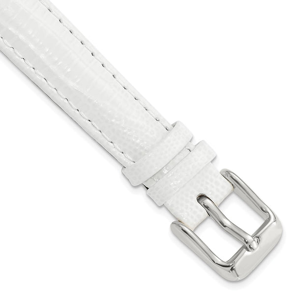 14mm White Teju Liz Grain Leather Silver-tone Buckle Watch Band