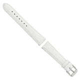 DeBeer 19mm White Teju Liz Grain Leather with Silver-tone Buckle 7.5 inch Watch Band