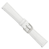 DeBeer 19mm White Teju Liz Grain Leather with Silver-tone Buckle 7.5 inch Watch Band