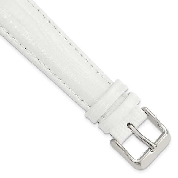 19mm White Teju Liz Grain Leather Silver-tone Buckle Watch Band