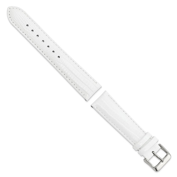 20mm White Teju Liz Grain Leather Silver-tone Buckle Watch Band