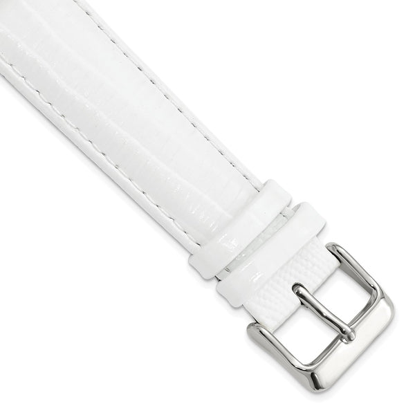 20mm White Teju Liz Grain Leather Silver-tone Buckle Watch Band