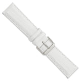 22mm White Teju Liz Grain Leather Silver-tone Buckle Watch Band