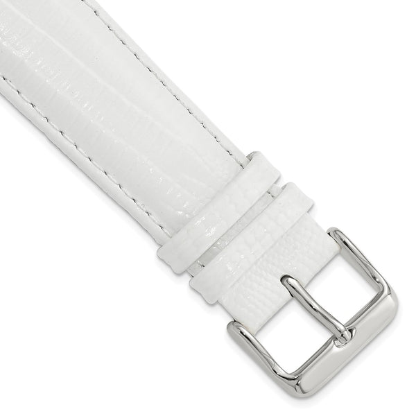 22mm White Teju Liz Grain Leather Silver-tone Buckle Watch Band