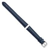 DeBeer 16mm Navy Teju Liz Grain Leather with Silver-tone Buckle 7.5 inch Watch Band