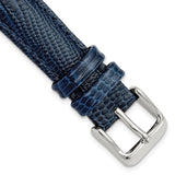 16mm Navy Teju Liz Grain Leather Silver-tone Buckle Watch Band