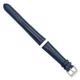 DeBeer 19mm Navy Teju Liz Grain Leather with Silver-tone Buckle 7.5 inch Watch Band