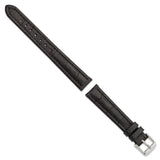 DeBeer 16mm Black Matte Alligator Grain Leather with Silver-tone Buckle 6.75 inch Watch Band