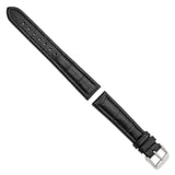 DeBeer 18mm Black Matte Alligator Grain Leather with Silver-tone Buckle 7.5 inch Watch Band