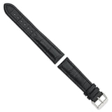 DeBeer 20mm Black Matte Alligator Grain Leather with Silver-tone Buckle 7.5 inch Watch Band