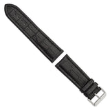 DeBeer 26mm Black Matte Alligator Grain Leather with Silver-tone Buckle 7.5 inch Watch Band